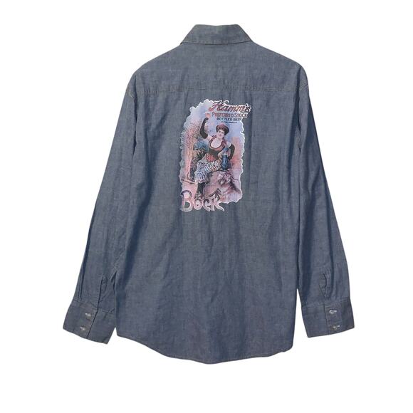 Vintage 70's 80's Cellini blue button up sz L - Picture 1 of 9